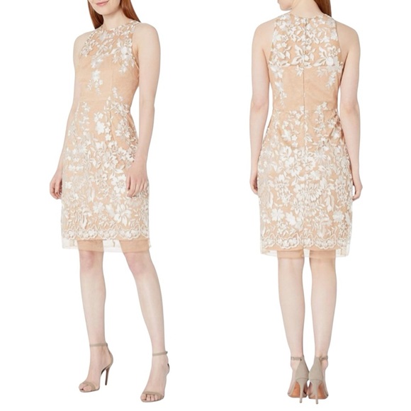 Betsey Johnson Dresses & Skirts - Betsey Johnson Embroidered Mesh Illusion Dress In Nude Ivory Size 4 NWT